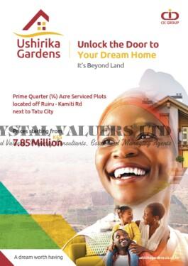 Ushirika Gardens 1/4 acre fully serviced plots in Kiambu next to Tatu City Ushirika Gardens 1/4 acre fully serviced plots in Kiambu next to Tatu City
